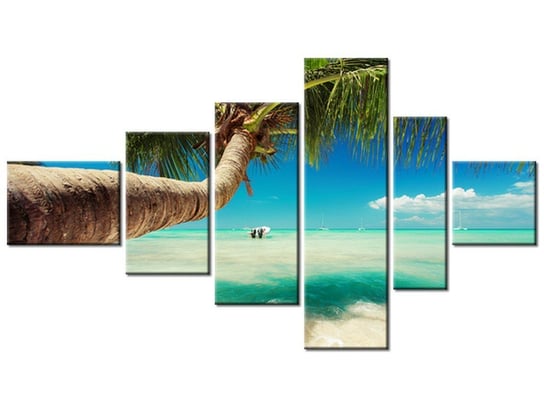 Obraz Piękna palma nad Morzem Karaibskim, 6 elementów, 180x100 cm Oobrazy