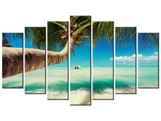 Obraz Piękna palma nad Morzem Karaibskim, 7 elementów, 140x80 cm Oobrazy