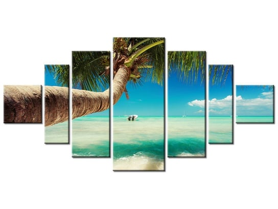 Obraz Piękna palma nad Morzem Karaibskim, 7 elementów, 200x100 cm Oobrazy