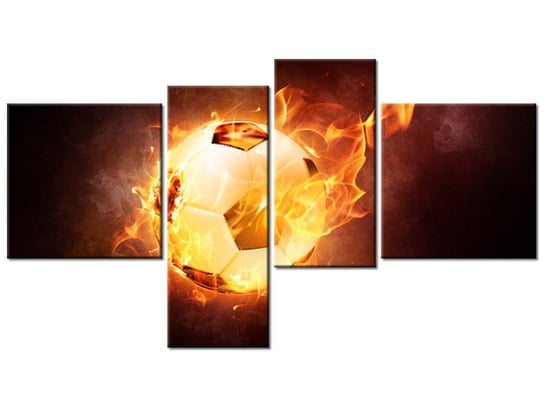 Obraz Piłka w ogniu, 4 elementy, 100x55 cm Oobrazy