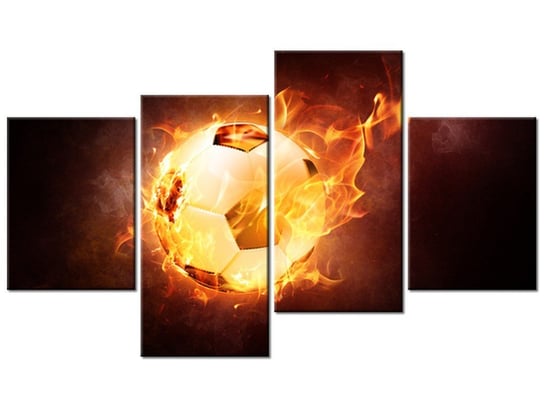 Obraz Piłka w ogniu, 4 elementy, 120x70 cm Oobrazy