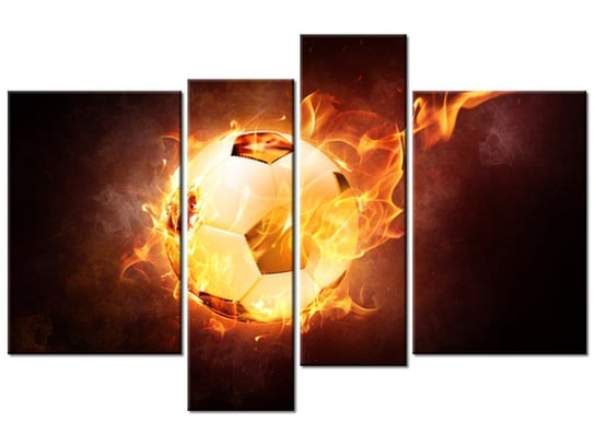 Obraz Piłka w ogniu, 4 elementy, 130x85 cm Oobrazy