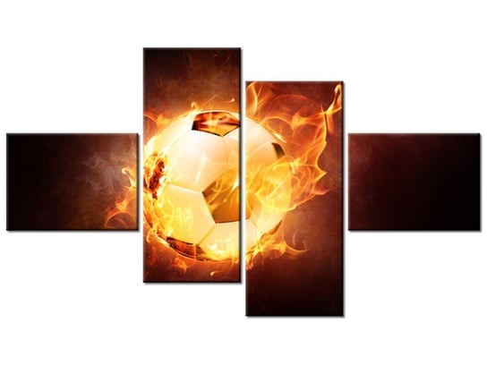 Obraz Piłka w ogniu, 4 elementy, 140x80 cm Oobrazy