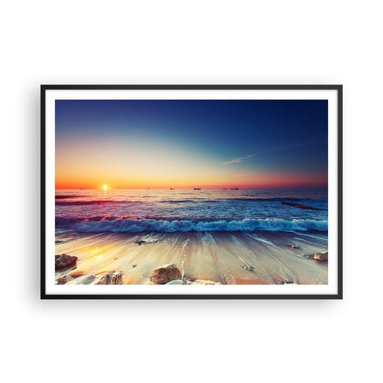 Obraz - Plakat - A co za horyzontem? - 100x70cm - Krajobraz Morze Zachód Słońca - Foto Plakaty w ramie koloru czarnego do Salonu Sypialni ARTTOR ARTTOR