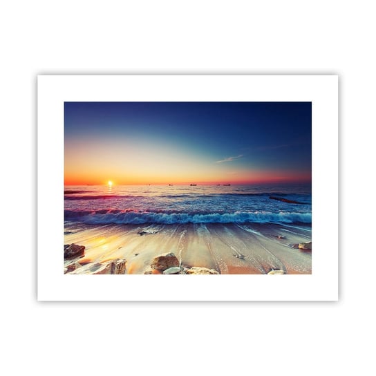 Obraz - Plakat - A co za horyzontem? - 40x30cm - Krajobraz Morze Zachód Słońca - Foto Plakaty na ścianę bez ramy - Plakat do Salonu Sypialni ARTTOR ARTTOR