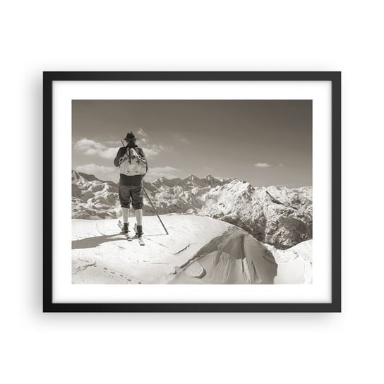 Obraz - Plakat - A góry te same - 50x40cm - Krajobraz Góry Narciarz - Foto Plakaty w ramie koloru czarnego do Salonu Sypialni ARTTOR ARTTOR