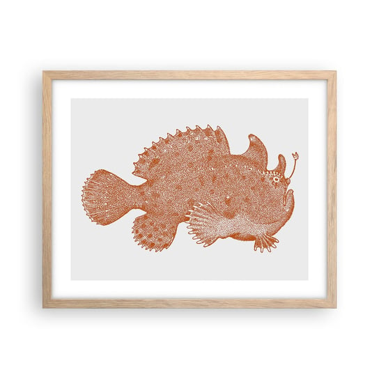 Obraz - Plakat - A jednak ryba - 50x40cm - Ryba Morska Ocean Nadmorski - Foto Plakaty w ramie koloru jasny dąb do Salonu Sypialni ARTTOR ARTTOR