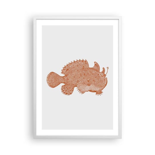 Obraz - Plakat - A jednak ryba - 50x70cm - Ryba Morska Ocean Nadmorski - Nowoczesny modny obraz Plakat rama biała ARTTOR ARTTOR