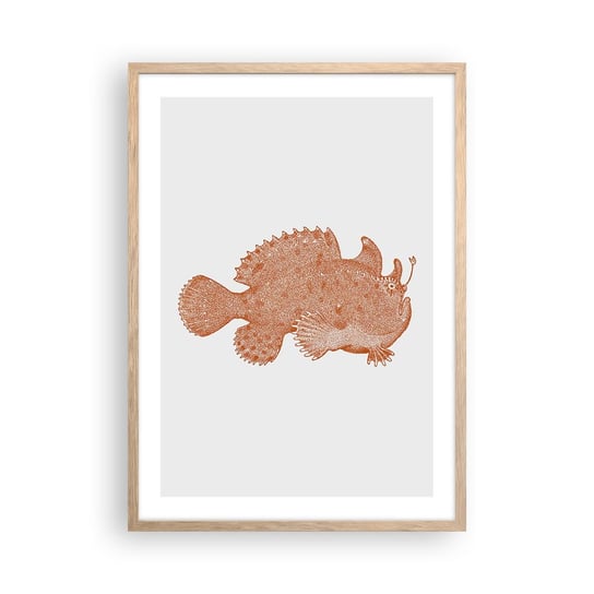Obraz - Plakat - A jednak ryba - 50x70cm - Ryba Morska Ocean Nadmorski - Nowoczesny modny obraz Plakat rama jasny dąb ARTTOR ARTTOR