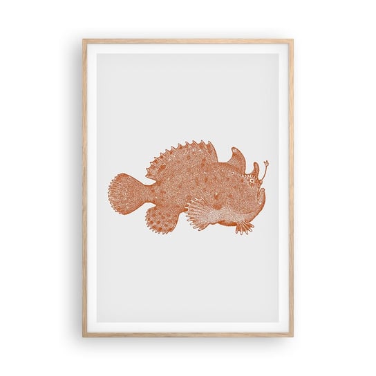 Obraz - Plakat - A jednak ryba - 70x100cm - Ryba Morska Ocean Nadmorski - Foto Plakaty w ramie koloru jasny dąb do Salonu Sypialni ARTTOR ARTTOR