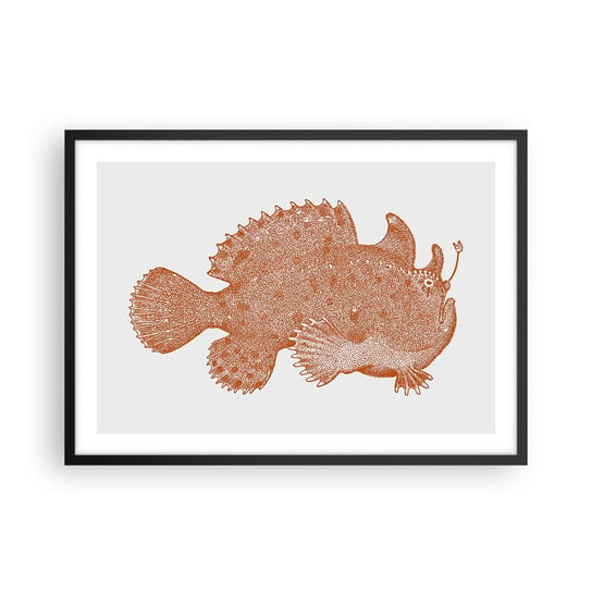Obraz - Plakat - A jednak ryba - 70x50cm - Ryba Morska Ocean Nadmorski - Nowoczesny modny obraz Plakat czarna rama ARTTOR ARTTOR