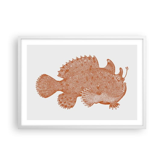 Obraz - Plakat - A jednak ryba - 70x50cm - Ryba Morska Ocean Nadmorski - Nowoczesny modny obraz Plakat rama biała ARTTOR ARTTOR