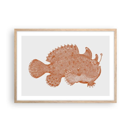 Obraz - Plakat - A jednak ryba - 70x50cm - Ryba Morska Ocean Nadmorski - Nowoczesny modny obraz Plakat rama jasny dąb ARTTOR ARTTOR