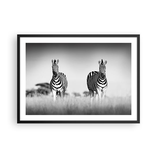 Obraz - Plakat - A jednak świat jest czarno-biały - 70x50cm - Zwierzęta Zebra Czarno-Biały - Nowoczesny modny obraz Plakat czarna rama ARTTOR ARTTOR