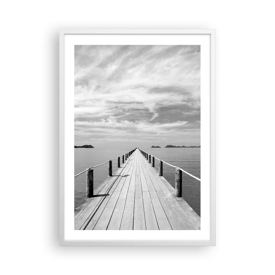 Obraz - Plakat - A może podróż… - 50x70cm - Krajobraz Morze Drewniany Pomost - Nowoczesny modny obraz Plakat rama biała ARTTOR ARTTOR