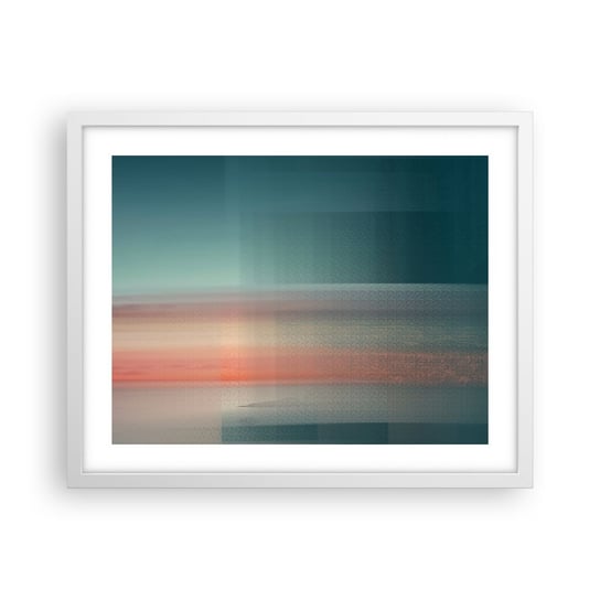 Obraz - Plakat - Abstrakcja: fale światła - 50x40cm - Woda Niebo Minimalizm - Foto Plakaty w ramie koloru białego do Salonu Sypialni ARTTOR ARTTOR