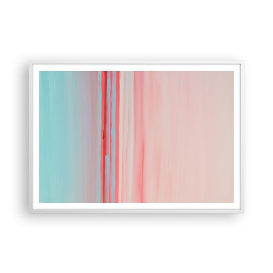 Obraz - Plakat - Abstrakcja o świcie - 100x70cm - Pastelowy Minimalistyczny Sztuka - Foto Plakaty w ramie koloru białego do Salonu Sypialni ARTTOR ARTTOR