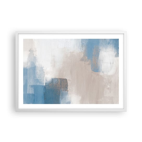 Obraz - Plakat - Abstrakcja różowa za zasłoną błękitu - 70x50cm - Sztuka Współczesny Farby - Nowoczesny modny obraz Plakat rama biała ARTTOR ARTTOR
