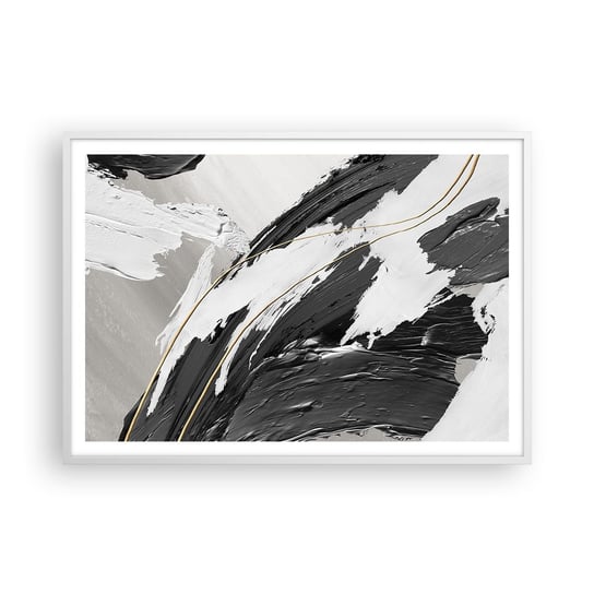Obraz - Plakat - Abstrakcja z rozmachem - 100x70cm - Art Deco Farba Sztuka - Foto Plakaty w ramie koloru białego do Salonu Sypialni ARTTOR ARTTOR