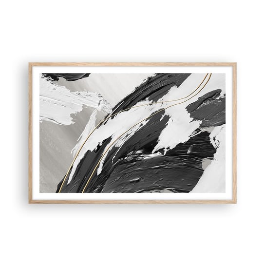Obraz - Plakat - Abstrakcja z rozmachem - 91x61cm - Art Deco Farba Sztuka - Foto Plakaty na ścianę w ramie jasny dąb - Plakat do Salonu Sypialni ARTTOR ARTTOR