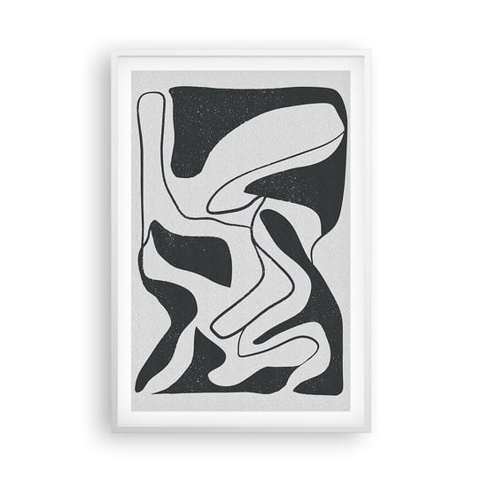 Obraz - Plakat - Abstrakcyjna zabawa w labiryncie - 61x91cm - Boho Minimalizm Sztuka - Foto Plakaty na ścianę w ramie białej - Plakat do Salonu Sypialni ARTTOR ARTTOR