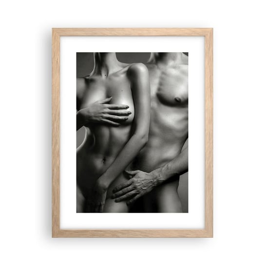 Obraz - Plakat - Adam i Ewa - 30x40cm - Kobieta Mężczyzna Ciało - Foto Plakaty na ścianę w ramie jasny dąb - Plakat do Salonu Sypialni ARTTOR ARTTOR
