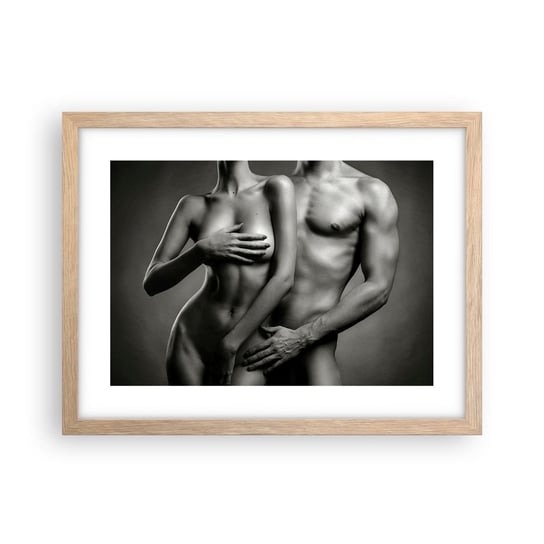 Obraz - Plakat - Adam i Ewa - 40x30cm - Kobieta Mężczyzna Ciało - Foto Plakaty na ścianę w ramie jasny dąb - Plakat do Salonu Sypialni ARTTOR ARTTOR