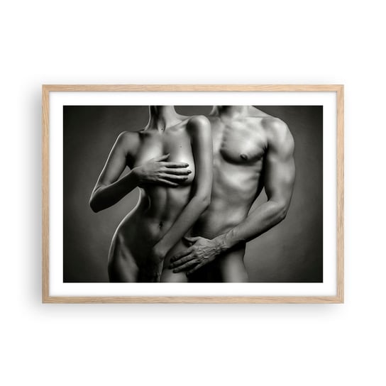 Obraz - Plakat - Adam i Ewa - 70x50cm - Kobieta Mężczyzna Ciało - Nowoczesny modny obraz Plakat rama jasny dąb ARTTOR ARTTOR