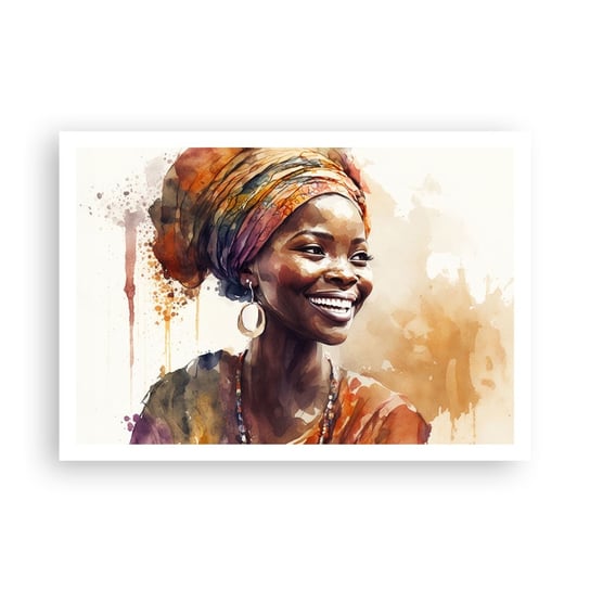 Obraz - Plakat - Afrykańska królowa - 100x70cm - Kobieta Afroamerykanin Portret - Foto Plakaty bez ramy na ścianę do Salonu Sypialni ARTTOR ARTTOR