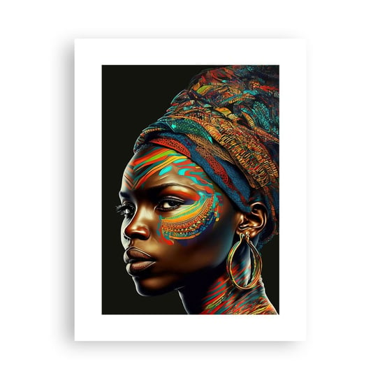 Obraz - Plakat - Afrykańska królowa - 30x40cm - Turban Plemiona Afroamerykanin - Foto Plakaty na ścianę bez ramy - Plakat do Salonu Sypialni ARTTOR ARTTOR