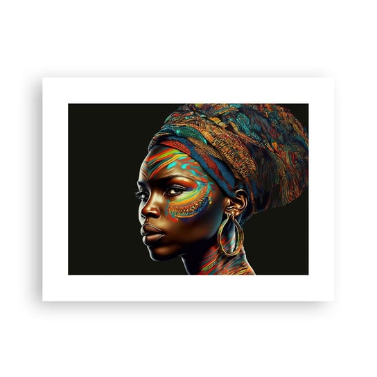 Obraz - Plakat - Afrykańska królowa - 40x30cm - Turban Plemiona Afroamerykanin - Foto Plakaty na ścianę bez ramy - Plakat do Salonu Sypialni ARTTOR ARTTOR