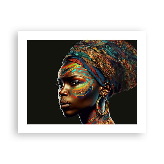 Obraz - Plakat - Afrykańska królowa - 50x40cm - Turban Plemiona Afroamerykanin - Foto Plakaty bez ramy do Salonu Sypialni ARTTOR ARTTOR