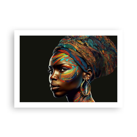 Obraz - Plakat - Afrykańska królowa - 70x50cm - Turban Plemiona Afroamerykanin - Nowoczesny modny obraz Plakat bez ramy do Salonu Sypialni ARTTOR ARTTOR