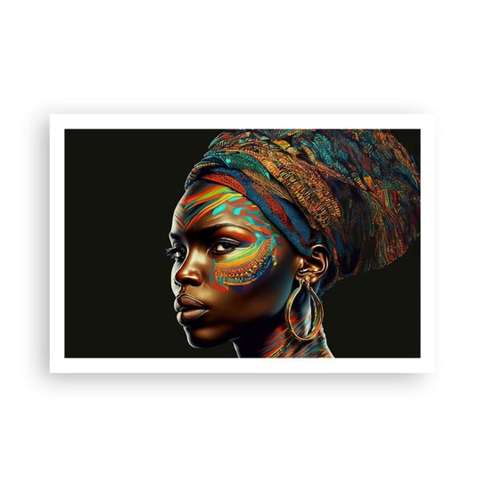 Obraz - Plakat - Afrykańska królowa - 91x61cm - Turban Plemiona Afroamerykanin - Foto Plakaty na ścianę bez ramy - Plakat do Salonu Sypialni ARTTOR ARTTOR