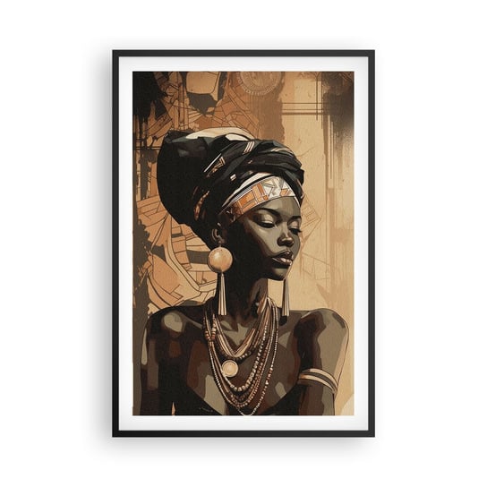 Obraz - Plakat - Afrykański majestat - 61x91cm - Afroamerykanin Kobieta Portret - Foto Plakaty na ścianę w czarnej ramie - Plakat do Salonu Sypialni ARTTOR ARTTOR