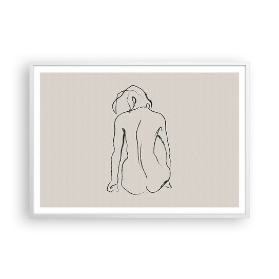 Obraz - Plakat - Akt dziewczęcy - 100x70cm - Akt Kreska Rysunek - Foto Plakaty w ramie koloru białego do Salonu Sypialni ARTTOR ARTTOR