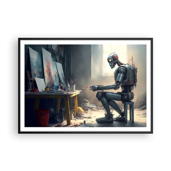 Obraz - Plakat - Akt kreacji - 100x70cm - Sztuka Malowanie Robot - Foto Plakaty w ramie koloru czarnego do Salonu Sypialni ARTTOR ARTTOR