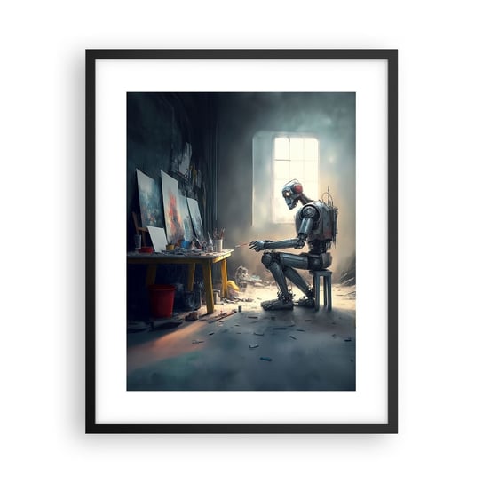 Obraz - Plakat - Akt kreacji - 40x50cm - Sztuka Malowanie Robot - Foto Plakaty w ramie koloru czarnego do Salonu Sypialni ARTTOR ARTTOR
