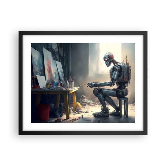 Obraz - Plakat - Akt kreacji - 50x40cm - Sztuka Malowanie Robot - Foto Plakaty w ramie koloru czarnego do Salonu Sypialni ARTTOR ARTTOR