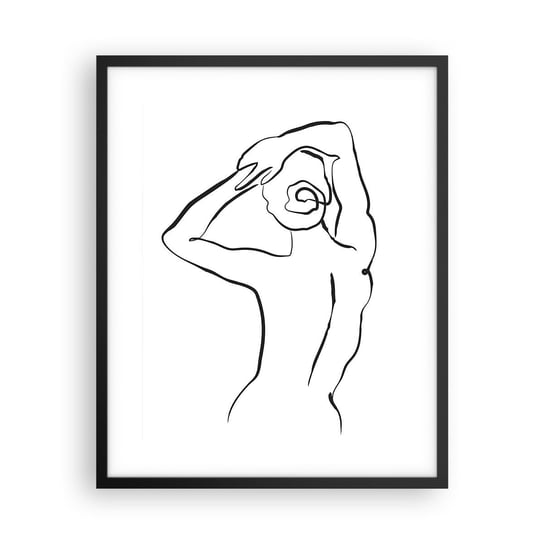 Obraz - Plakat - Akt o poranku - 40x50cm - Akt Kontur Kobieta - Foto Plakaty w ramie koloru czarnego do Salonu Sypialni ARTTOR ARTTOR