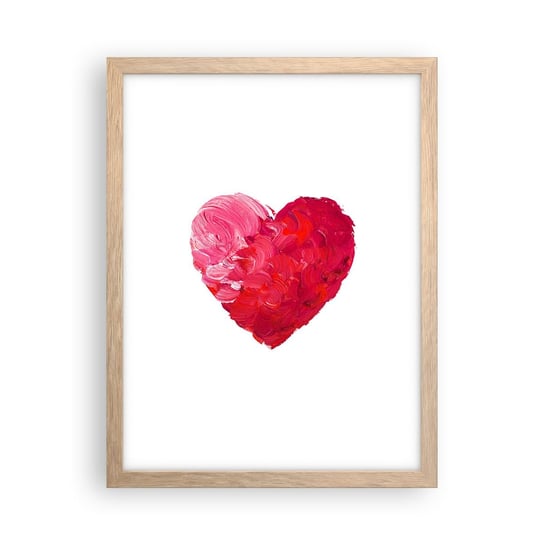 Obraz - Plakat - All you need is love - 30x40cm - Abstrakcja Czerwone Serce Symbol Miłości - Foto Plakaty na ścianę w ramie jasny dąb - Plakat do Salonu Sypialni ARTTOR ARTTOR
