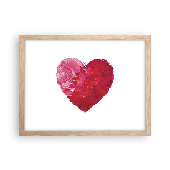 Obraz - Plakat - All you need is love - 40x30cm - Abstrakcja Czerwone Serce Symbol Miłości - Foto Plakaty na ścianę w ramie jasny dąb - Plakat do Salonu Sypialni ARTTOR ARTTOR