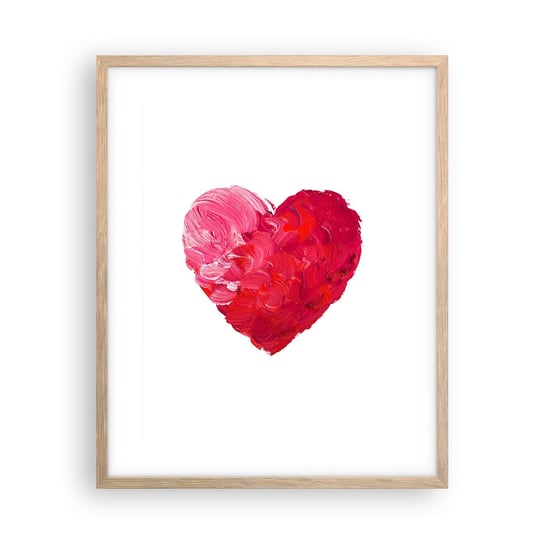 Obraz - Plakat - All you need is love - 40x50cm - Abstrakcja Czerwone Serce Symbol Miłości - Foto Plakaty w ramie koloru jasny dąb do Salonu Sypialni ARTTOR ARTTOR