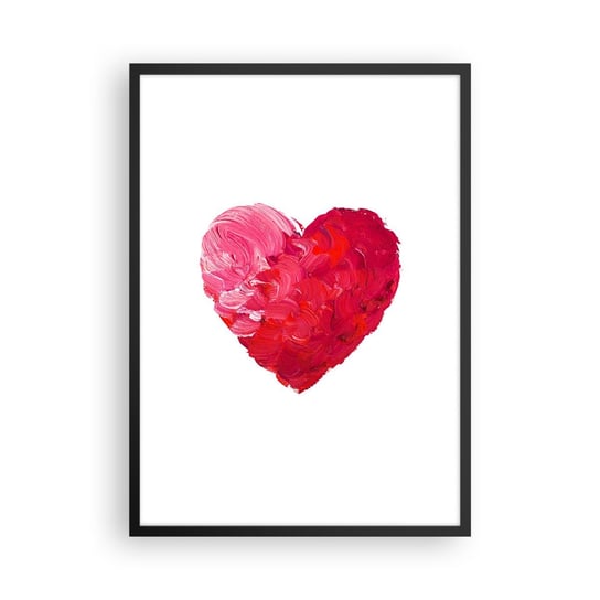 Obraz - Plakat - All you need is love - 50x70cm - Abstrakcja Czerwone Serce Symbol Miłości - Nowoczesny modny obraz Plakat czarna rama ARTTOR ARTTOR