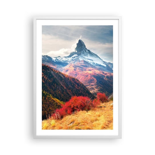Obraz - Plakat - Alpejska jesień - 50x70cm - Krajobraz Alpy Szczyt - Nowoczesny modny obraz Plakat rama biała ARTTOR ARTTOR