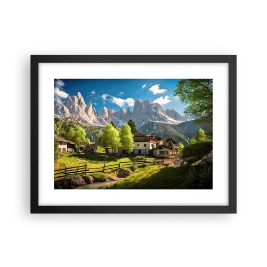 Obraz - Plakat - Alpejska sielanka - 40x30cm - Góry Krajobraz Alpy - Foto Plakaty na ścianę w czarnej ramie - Plakat do Salonu Sypialni ARTTOR ARTTOR