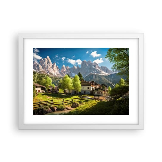 Obraz - Plakat - Alpejska sielanka - 40x30cm - Góry Krajobraz Alpy - Foto Plakaty na ścianę w ramie białej - Plakat do Salonu Sypialni ARTTOR ARTTOR