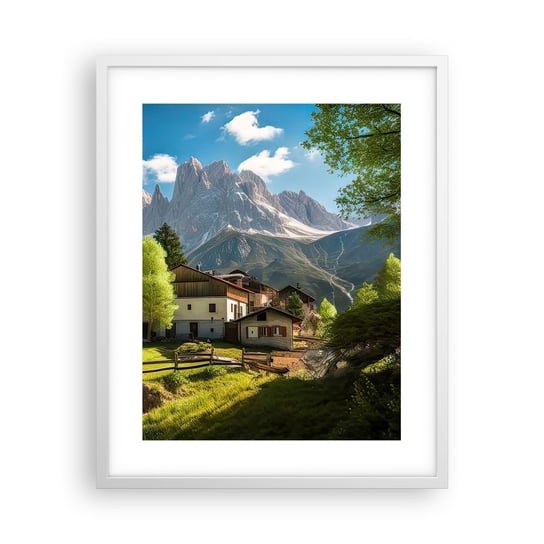 Obraz - Plakat - Alpejska sielanka - 40x50cm - Góry Krajobraz Alpy - Foto Plakaty w ramie koloru białego do Salonu Sypialni ARTTOR ARTTOR