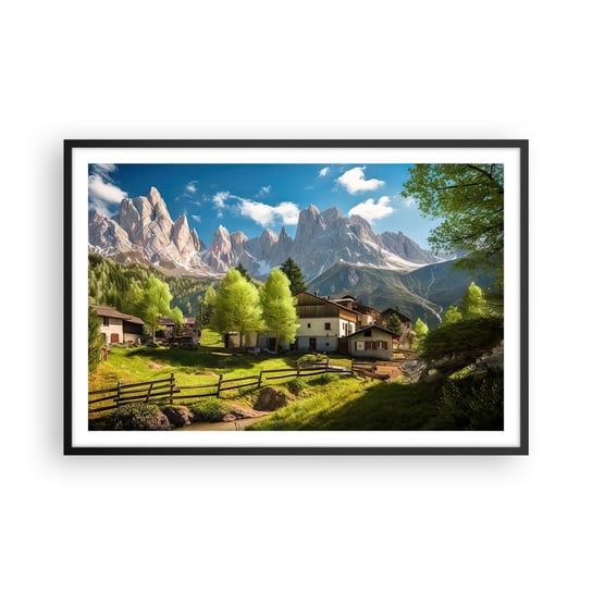 Obraz - Plakat - Alpejska sielanka - 91x61cm - Góry Krajobraz Alpy - Foto Plakaty na ścianę w czarnej ramie - Plakat do Salonu Sypialni ARTTOR ARTTOR