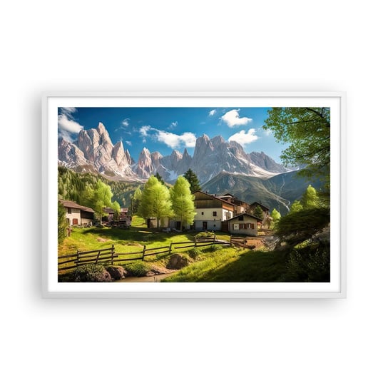 Obraz - Plakat - Alpejska sielanka - 91x61cm - Góry Krajobraz Alpy - Foto Plakaty na ścianę w ramie białej - Plakat do Salonu Sypialni ARTTOR ARTTOR